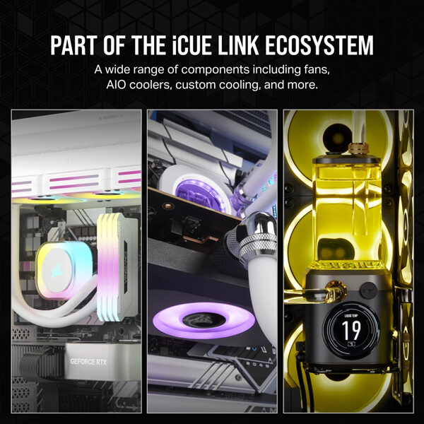 Corsair iCUE Link QX120 RGB White 120mm PWM Cabinet Fan Starter Kit with iCUE Link System Hub (Triple Pack)